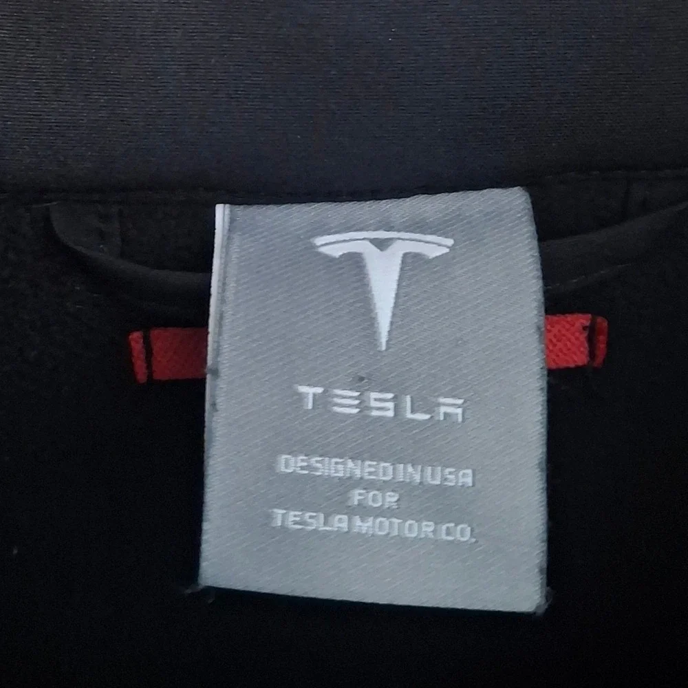 Tesla Motors Softshell Jacket Mens Medium Black Full Zip Red Logo TSL4005BK